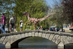 A life size velociraptor at Birdland near Heath Farm Holiday Cottages